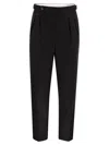 Brunello Cucinelli Men Tailor-fit Trousers In Virgin Wool Canvas With Double Inverted Darts And Buck In Black