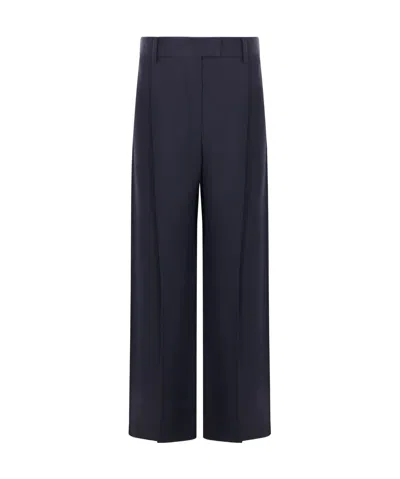 Brunello Cucinelli Pleated Twill Trousers In Blue