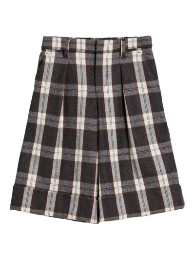 Brunello Cucinelli Kids' Pleated Checked Shorts In Multi