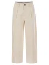 Brunello Cucinelli Pleated Chino Trousers In Cotton Canvas And Linen