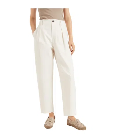 Brunello Cucinelli Pleated Chino Trousers In White