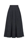 Brunello Cucinelli Pleated Denim Midi Skirt In Dark Denim