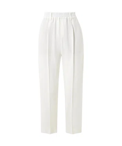 Brunello Cucinelli Pleated Conical Trousers In White