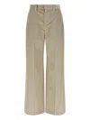 Brunello Cucinelli Beige Corduroy Trousers With Front Zip And Hook Button Closure In Neutral
