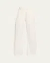 Brunello Cucinelli Pleated Cotton Barrel-leg Tailored Pants In White