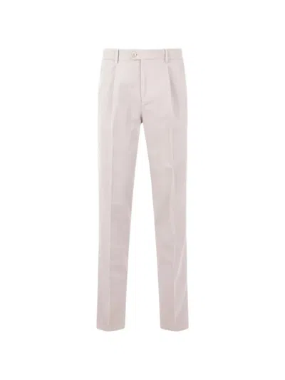 Brunello Cucinelli Pleated Cotton Chinos In Neutral