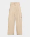 Brunello Cucinelli Pleated Cotton Gabardine Wide-leg Cargo Pants In Beige