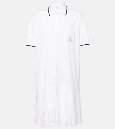 Brunello Cucinelli Pleated Cotton Polo Dress In White