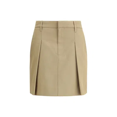 Brunello Cucinelli Women Pleated Cotton Short Skirt In Brown