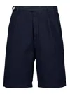 Brunello Cucinelli Pleated Cotton Shorts In Blue