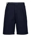 Brunello Cucinelli Pleated Cotton Shorts In Blue