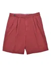Brunello Cucinelli Pleated Cotton Shorts In Red