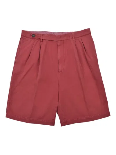 Brunello Cucinelli Pleated Cotton Shorts In Red