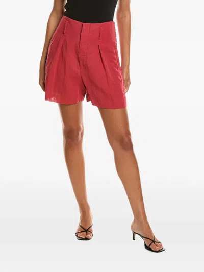 Brunello Cucinelli Pleated Cotton Shorts In Red