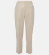 Brunello Cucinelli Pleated Cotton Straight Pants In Beige