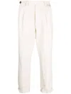 Brunello Cucinelli Pleated Cotton Tapered Trousers In Neutrals