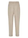 Brunello Cucinelli Leisure Fit Trousers With Pleats In Brown