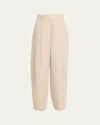Brunello Cucinelli Pleated Delave Linen Waist Pants In Sand