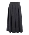 Brunello Cucinelli Pleated Denim Midi Skirt In Black