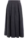 Brunello Cucinelli Pleated Denim Midi Skirt In Blau