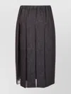 Brunello Cucinelli Pleated Denim Midi Skirt With Elastic Waistband In Black