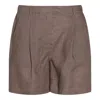 Brunello Cucinelli Tailored Pleated Shorts Elastic Waistband In Brown