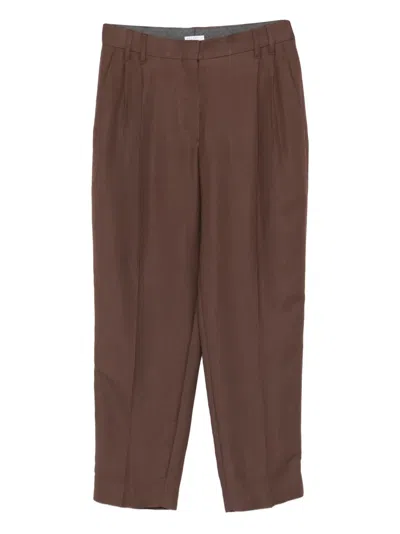 Brunello Cucinelli Pleated-details Trousers In Brown