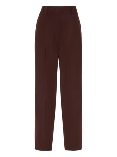 Brunello Cucinelli Pleated-details Trousers In Burgundy