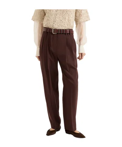 Brunello Cucinelli Pleated-details Trousers In Gold