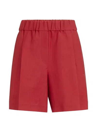 Brunello Cucinelli Pleated Elasticated-waist Shorts In Red