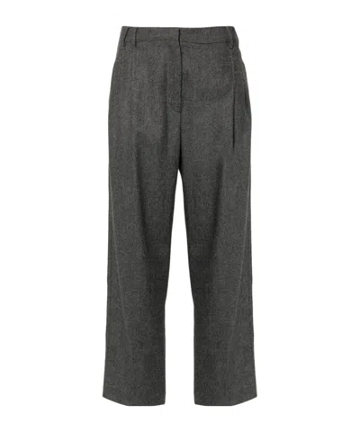 BRUNELLO CUCINELLI BRUNELLO CUCINELLI PLEATED CROPPED FLANNEL PANTS