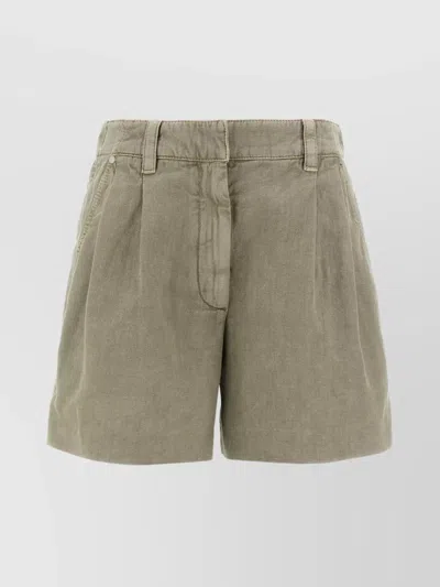 BRUNELLO CUCINELLI PLEATED FRONT BELT LOOPS SHORTS