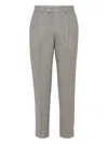 Brunello Cucinelli Pleated-front Check-pattern Trousers In Gray