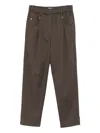 Brunello Cucinelli Baggy Pull-on Trousers In Stretch Cotton Cover With Shiny Bartack In Brown