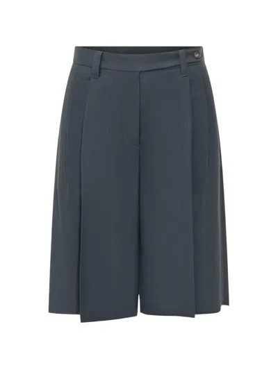 Brunello Cucinelli Pleated-front Knee-length Shorts In Blue