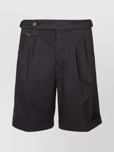 Brunello Cucinelli Pleated Front Shorts Cuffed Hem In Black