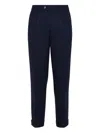 Brunello Cucinelli Men Leisure Fit Trousers In Garment-dyed Cotton Velvet With Darts In Blue
