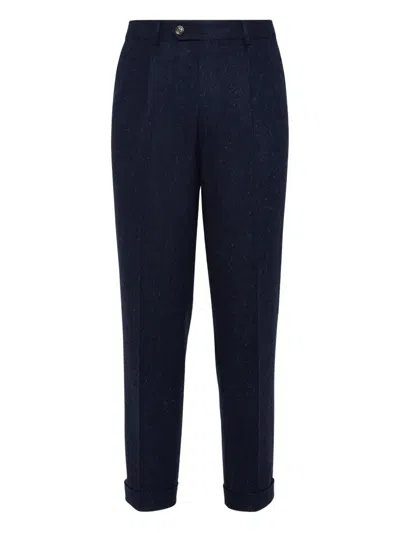 BRUNELLO CUCINELLI PLEATED-FRONT SPECKLED-PATTERN TROUSERS