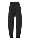 Brunello Cucinelli Satin Slouchy Trousers With Monili In Black