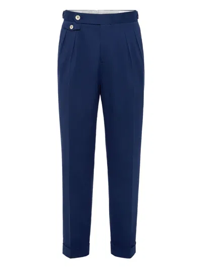 Brunello Cucinelli Pleated-front Tailored Trousers In Blue