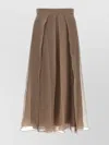Brunello Cucinelli Pleated High Waist Sheer Overlay Skirt In Neutral