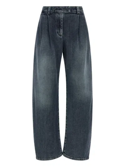 Brunello Cucinelli Pleated Jeans In Blue