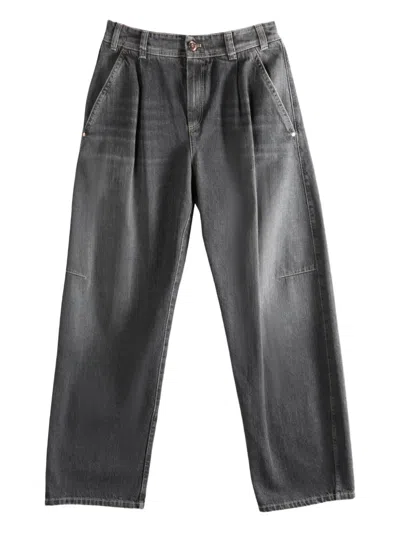 Brunello Cucinelli Pleated Jeans In Gray