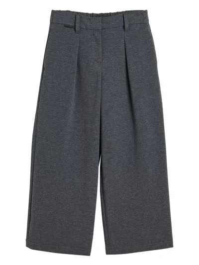 Brunello Cucinelli Kids' Pleated Jersey Trousers In Grey