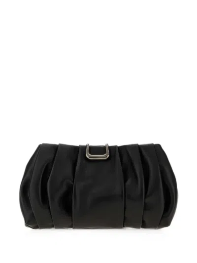 Brunello Cucinelli Pleated Leather Clutch Bag In 블랙