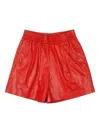 Brunello Cucinelli Pleated Leather Shorts In Red