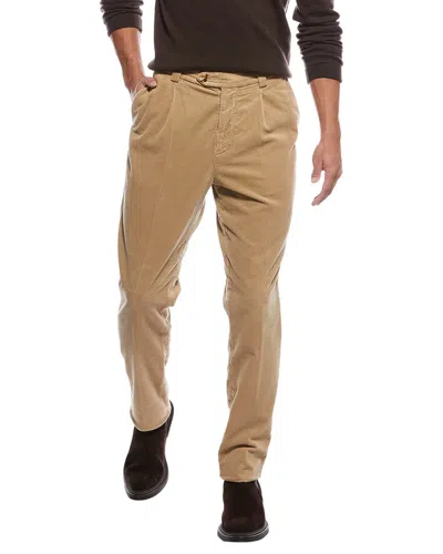 Brunello Cucinelli Pleated Leisure Fit Corduroy Pant In Brown