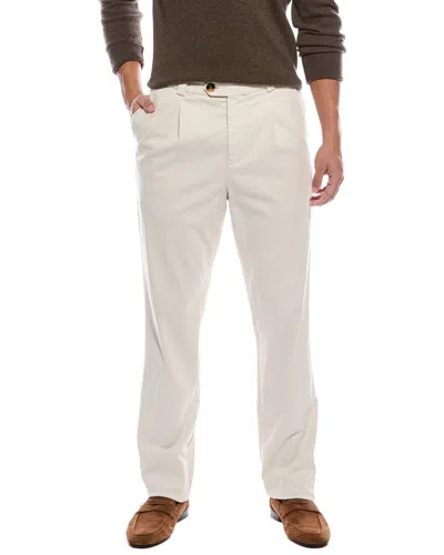 Brunello Cucinelli Pleated Leisure Fit Pant In White