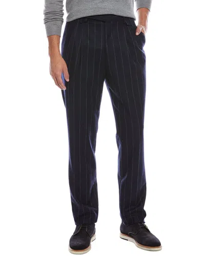 Brunello Cucinelli Pleated Leisure Fit Wool Pant In Blue