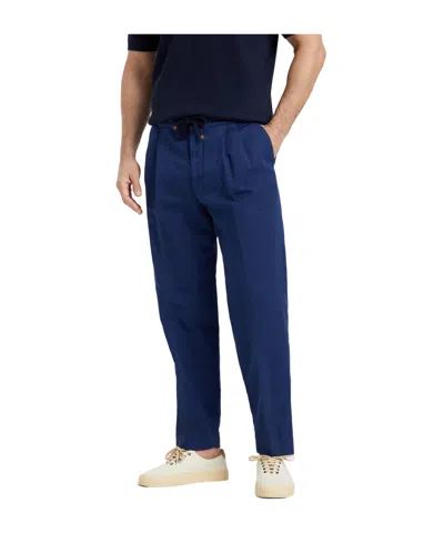 Brunello Cucinelli Pleated Linen-cotton Trousers In Blue